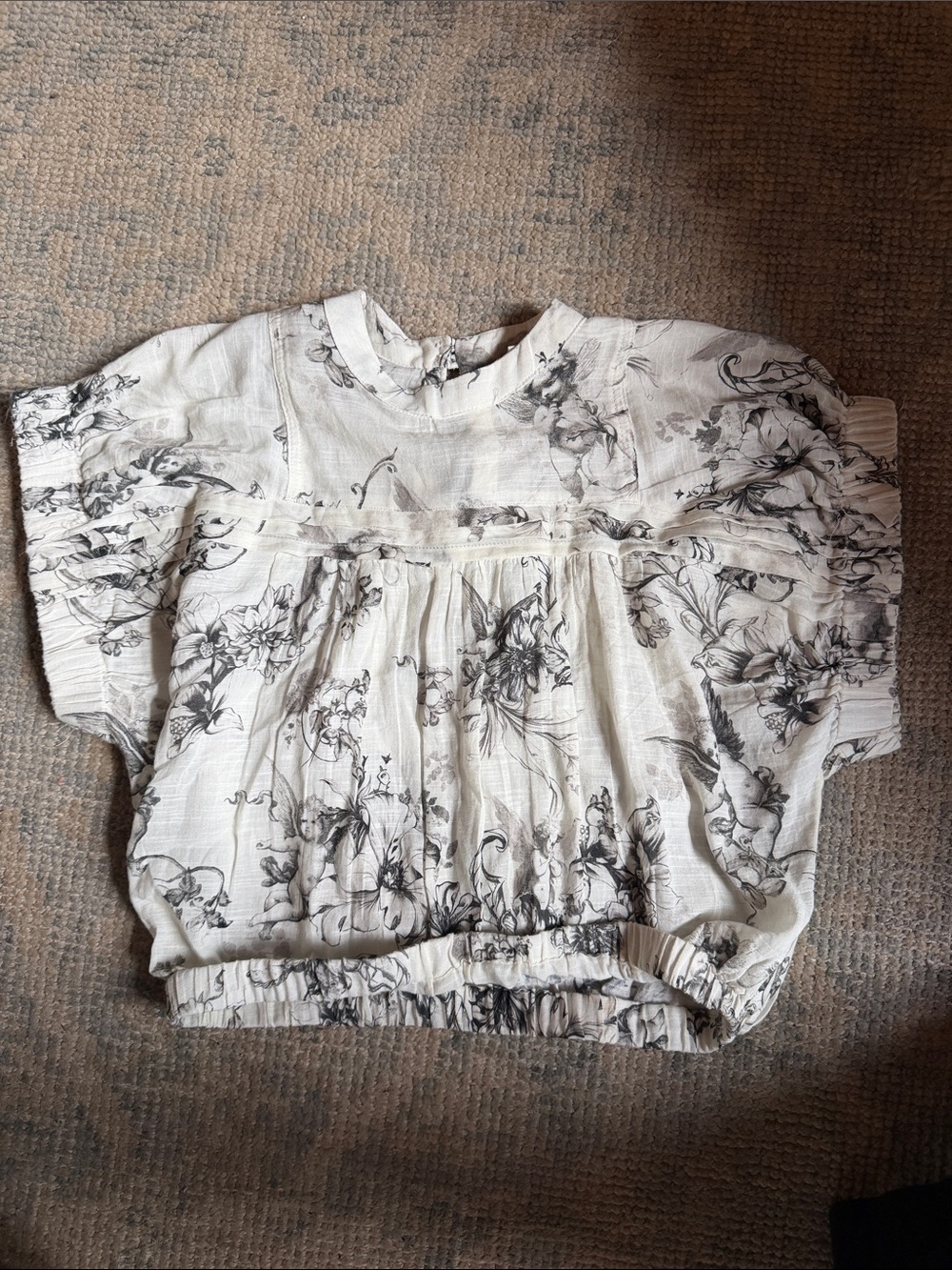 Women's Anthropologie Pilcro White Floral Angel Print Blouse - Picture 4 of 4
